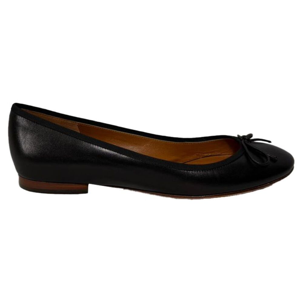Celine Bow Detail Ballet Flats in Black Leather